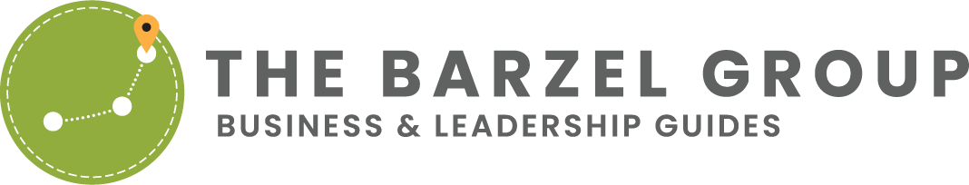 The Barzel Group logo with green icon depicting a path between two points, with an orange arrow on the destination point