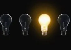 one light bulb on, three light bulbs off