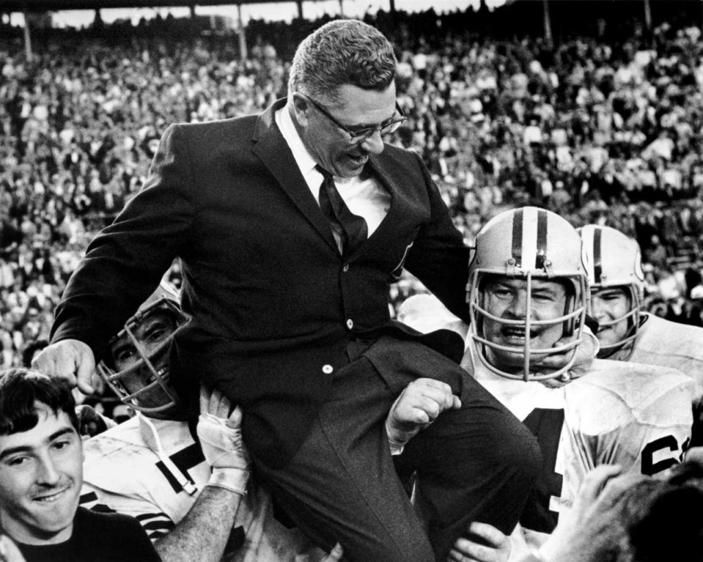 Vince Lombardi celebrating his team's success