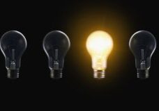 one light bulb on, three light bulbs off